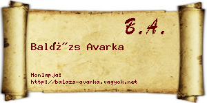 Balázs Avarka névjegykártya